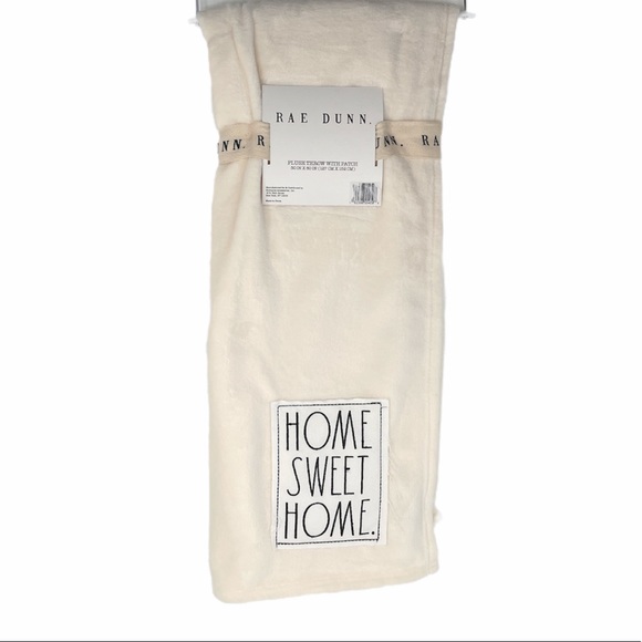 Rae Dunn Home Sweet Home Throw Blanket Cream 50x60 - Picture 4 of 4